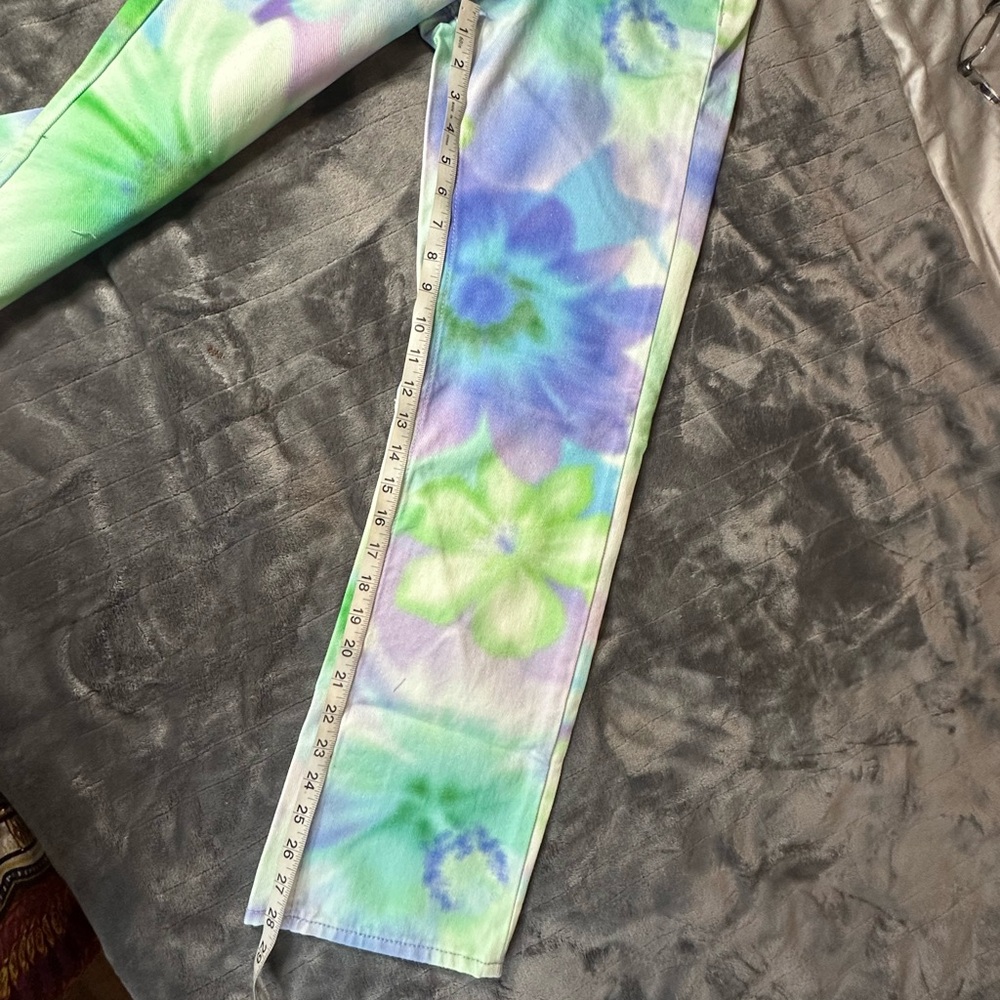 BDG Womens 24” High-Waisted Floral Print Wide-Leg Jeans Pastel - Picture 11 of 16